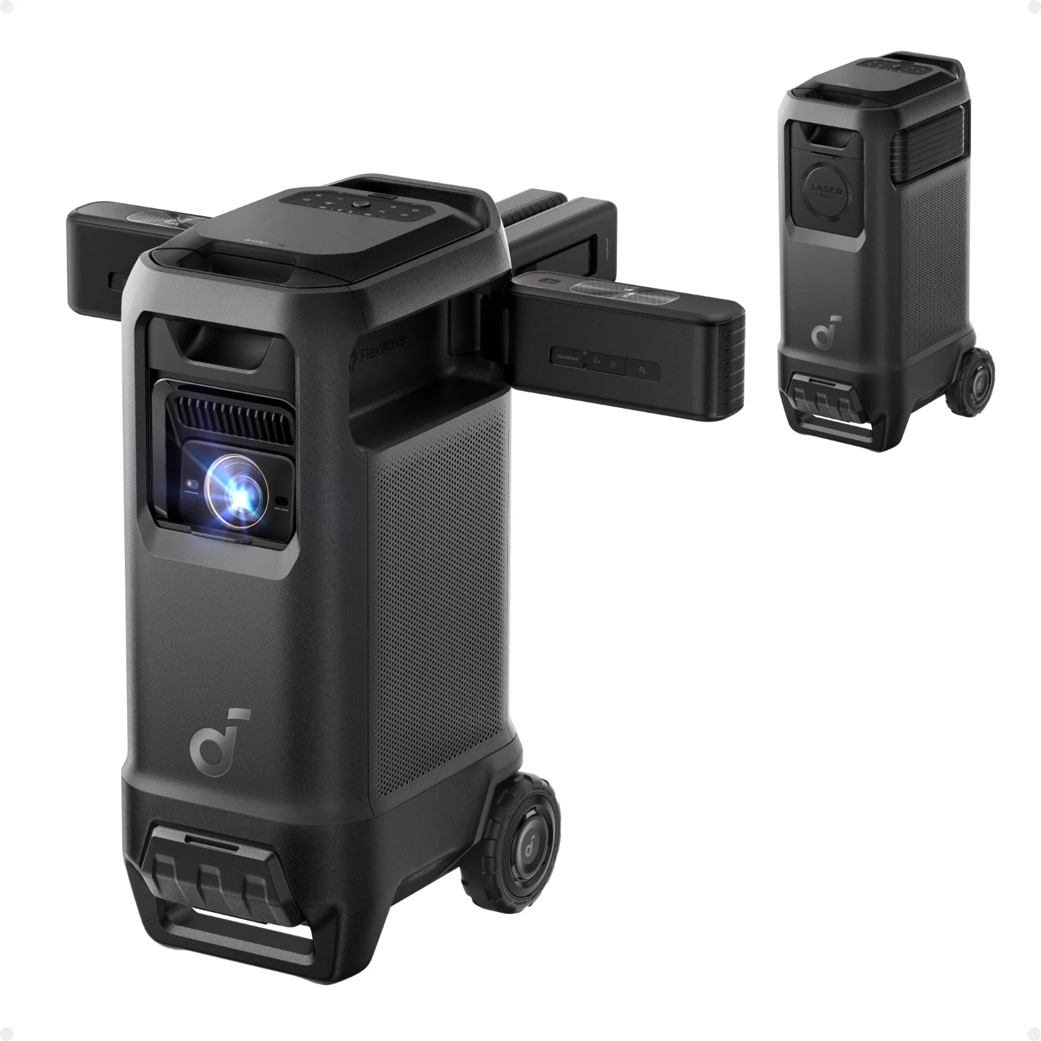 Portable projector and wireless surround sound system